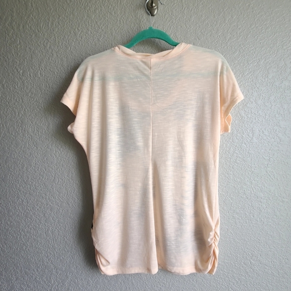 Faded Glory peach cap sleeve butterfly screen print tee w/rhinestone details Med - Picture 3 of 9